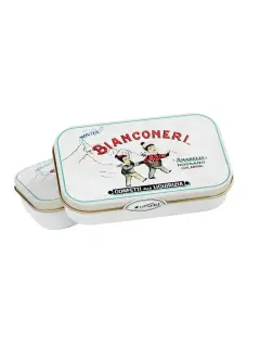 Amarelli Bianconeri - Lakridsdragée m/ mint - Hvid dåse - Lakrids