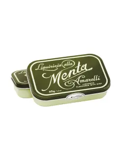 Amarelli Favette - Ren Lakrids m/mint - Grøn Dåse - Lakrids
